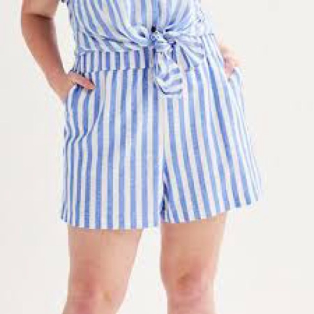 Sonoma High Waist Blue and White Striped Shorts NWOT